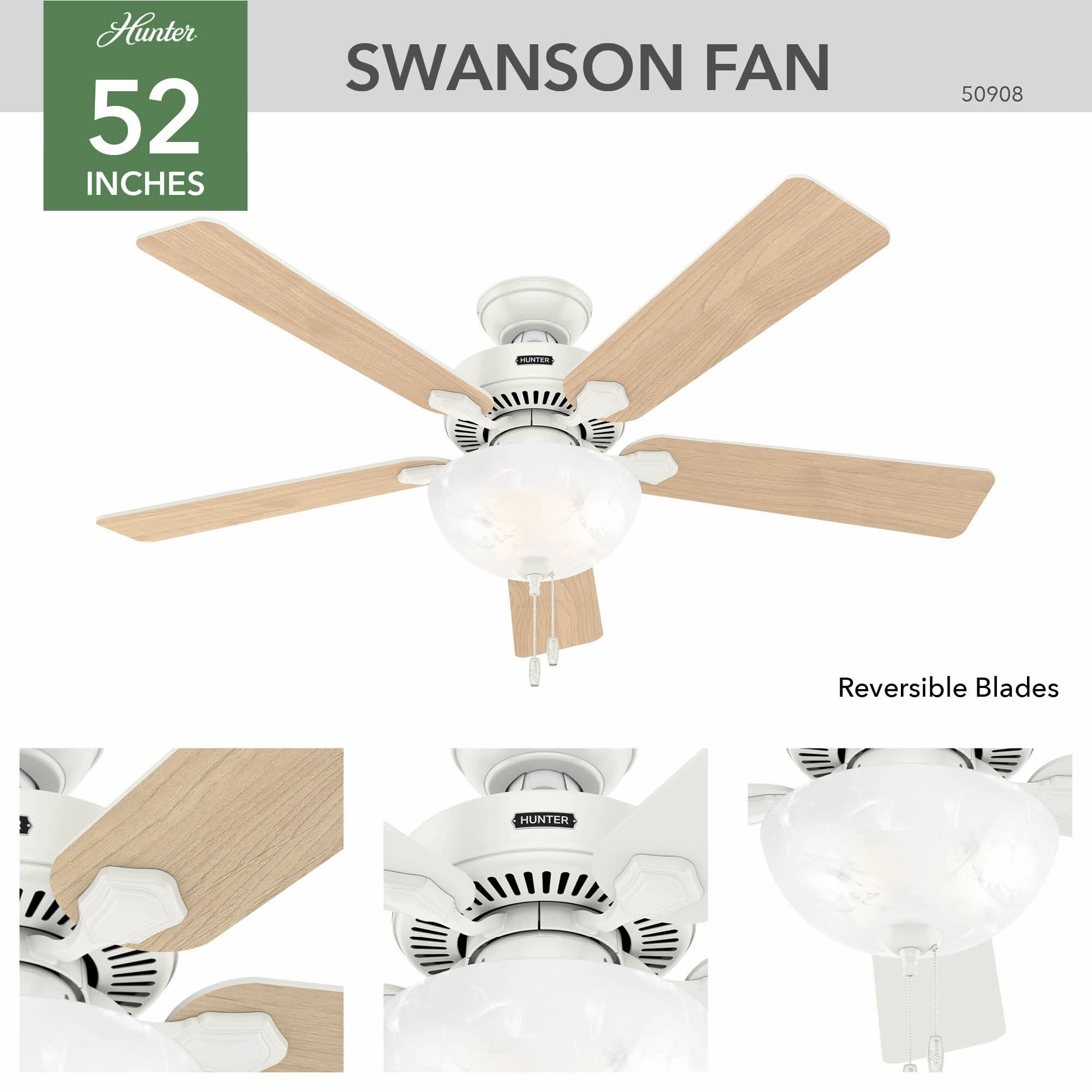 Swanson 52"Ceiling Fan Fresh White