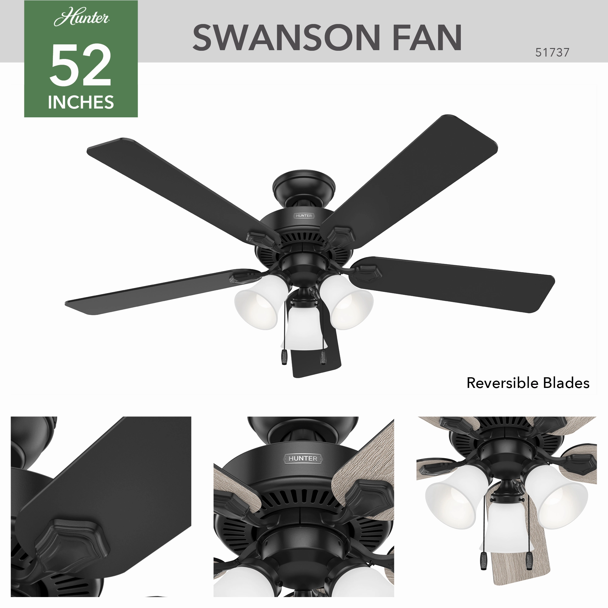 Swanson 52"Ceiling Fan Matte Black