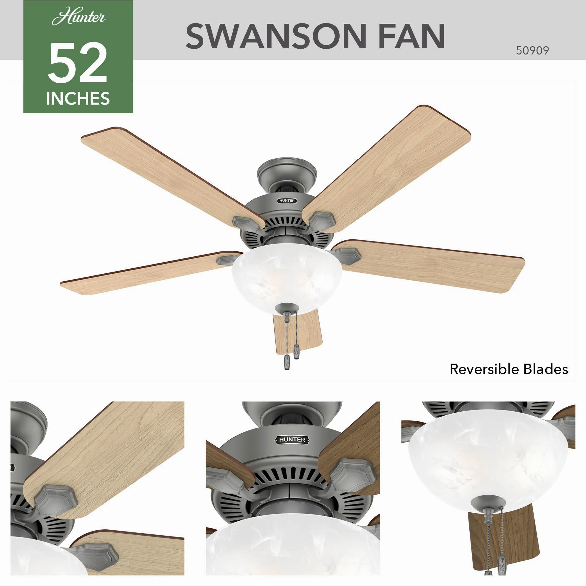 Swanson 52"Ceiling Fan Matte Silver
