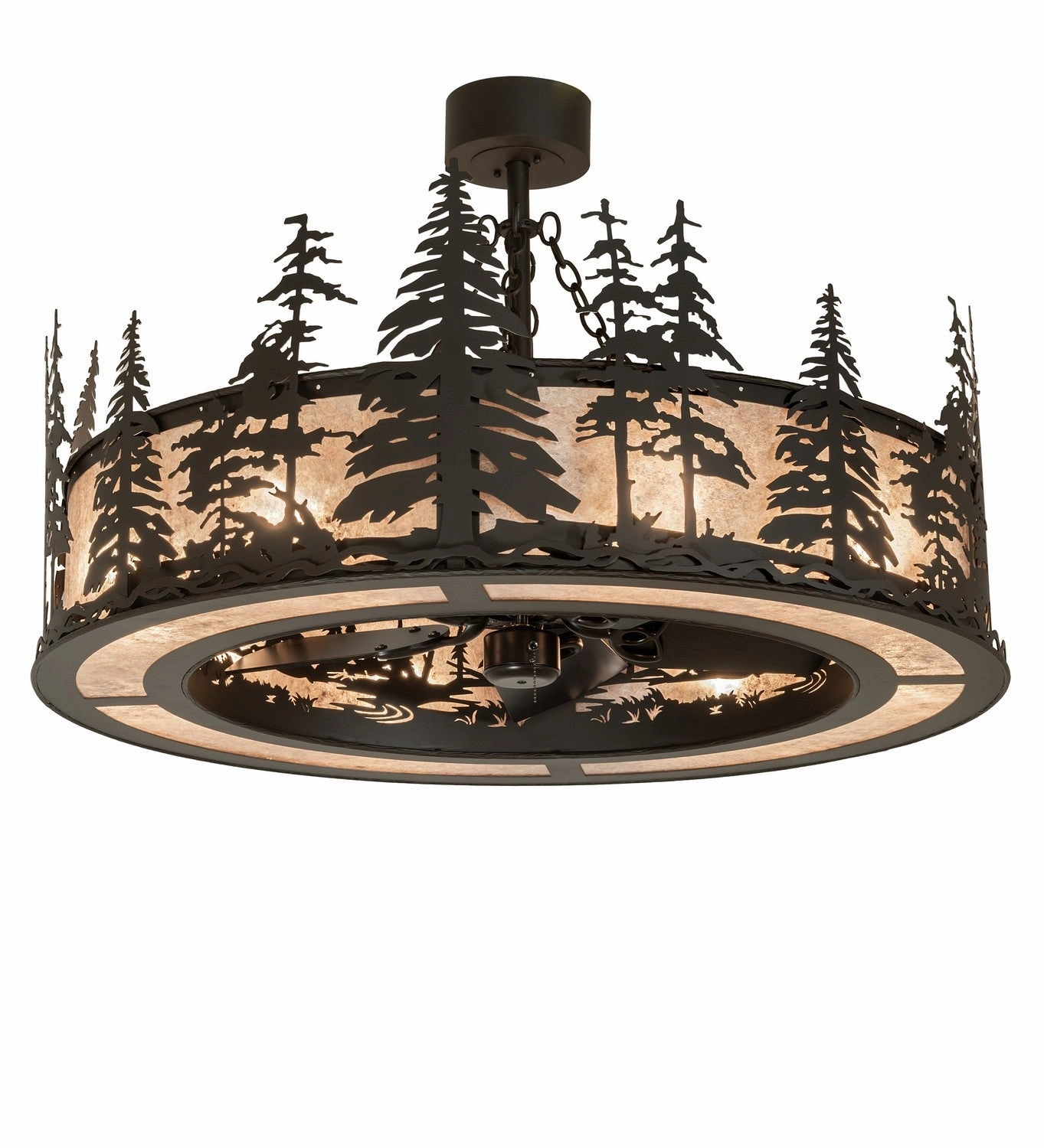 Tall Pines Eight Light Chandel-Air Oil Rubbed Bronze large electric fans for spacious rooms