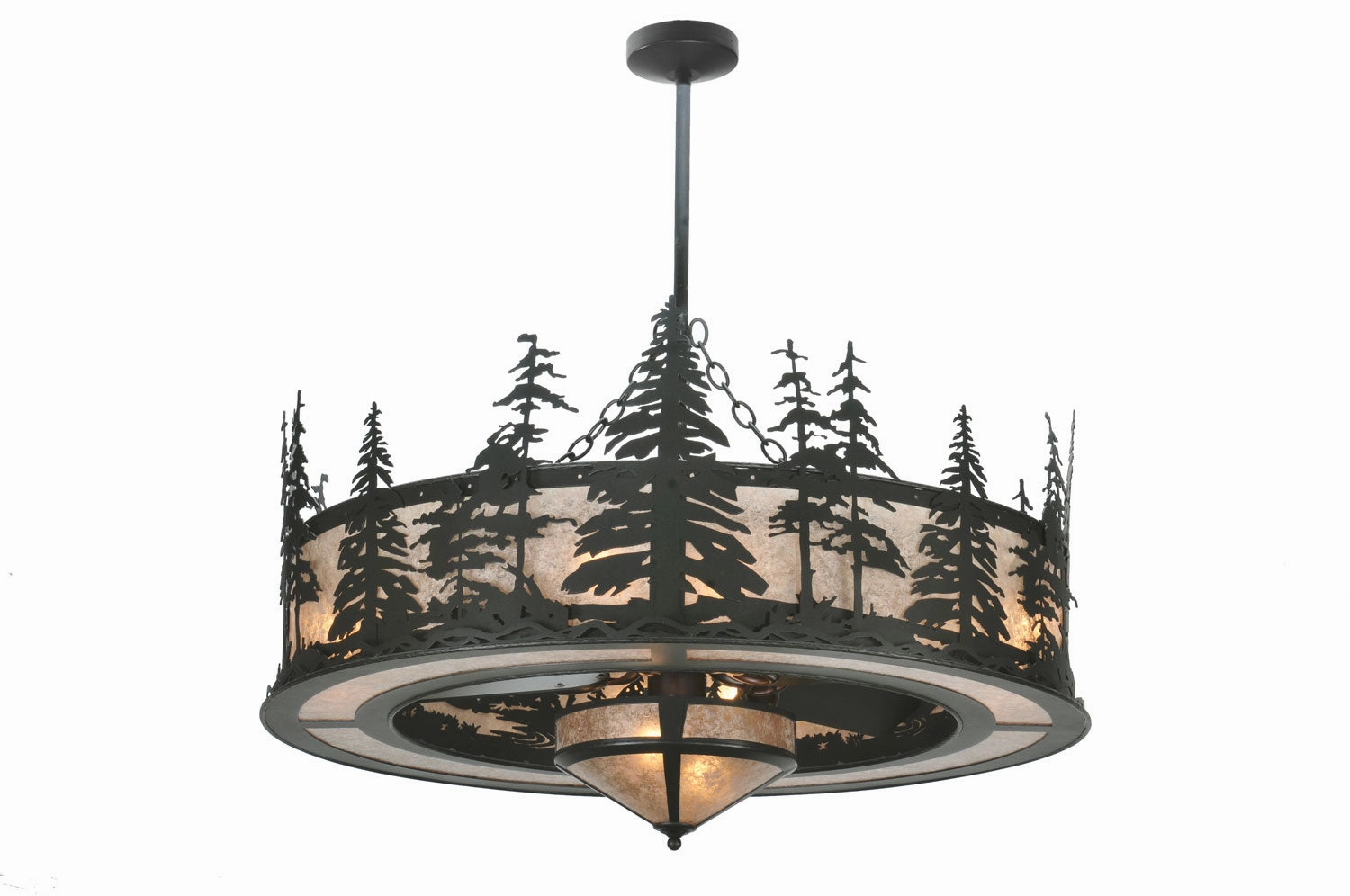 Tall Pines Ten Light Chandelier low-noise fans for peaceful environments