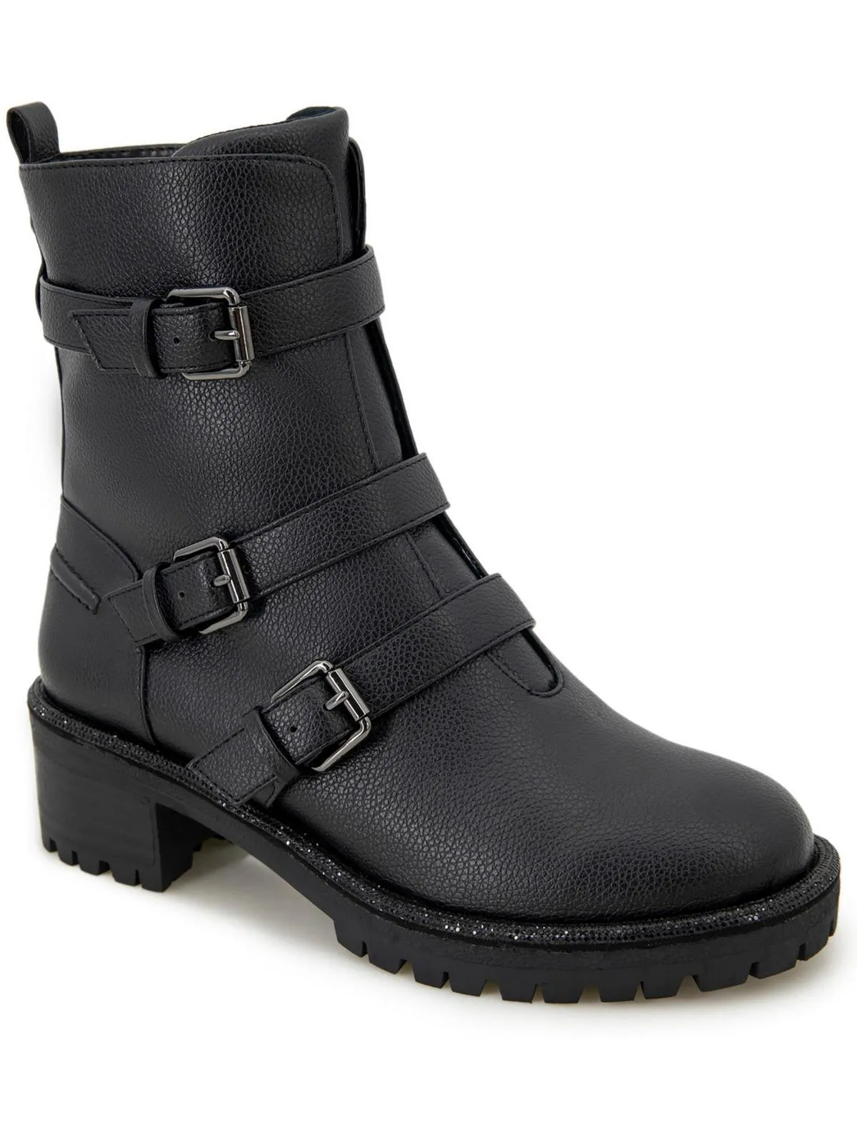 Tate Womens Faux Leather Rhinestone Motorcycle Boots ecco Shoes
