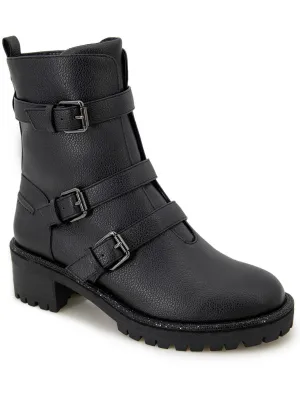 Tate Womens Faux Leather Rhinestone Motorcycle Boots ecco Shoes