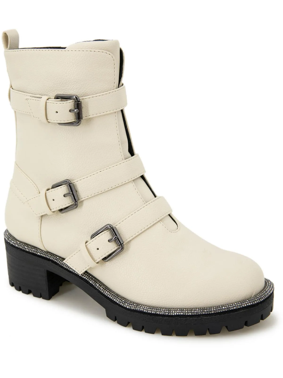 Tate Womens Faux Leather Rhinestone Motorcycle Boots ecco Shoes