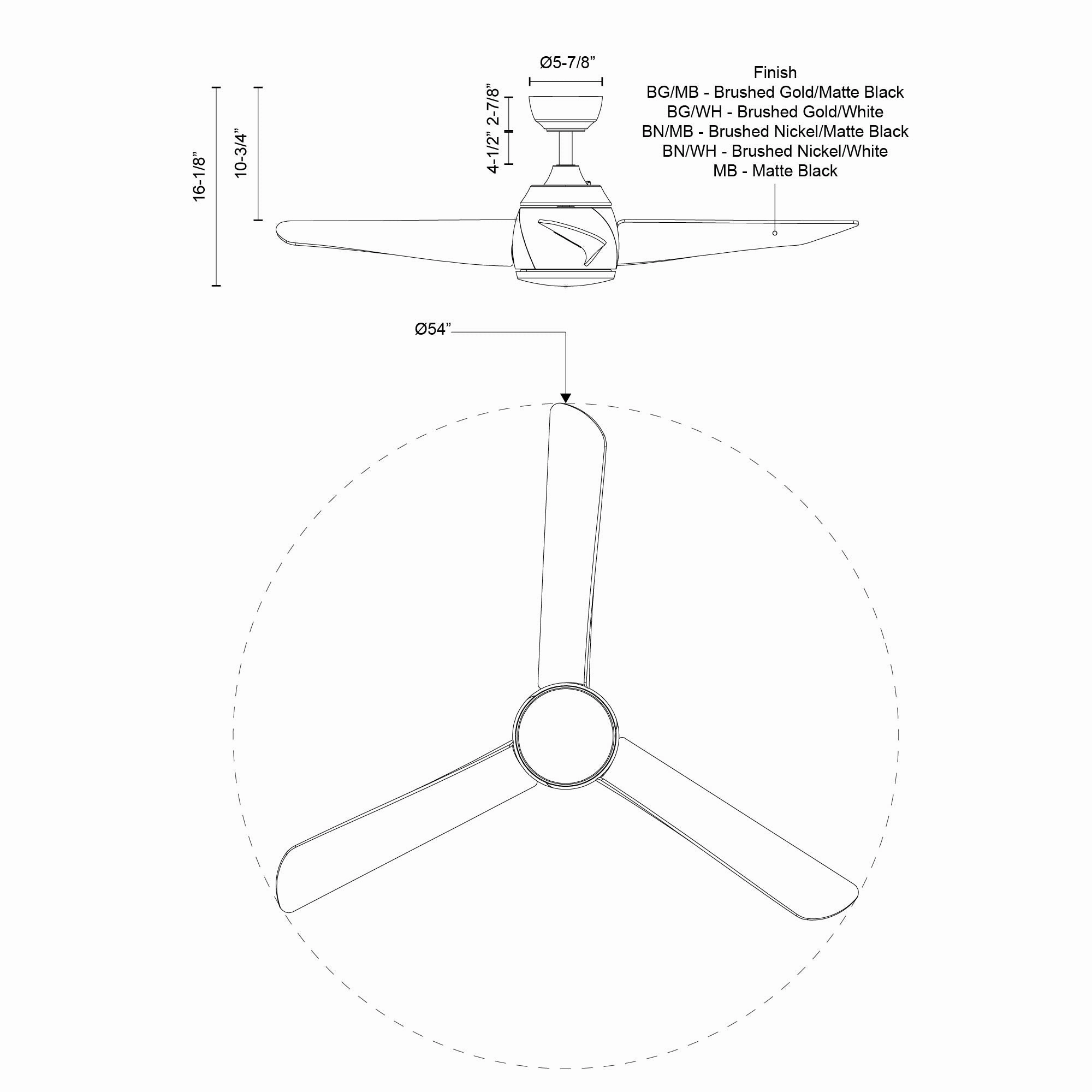 Thalia 54"Ceiling Fan Matte Black