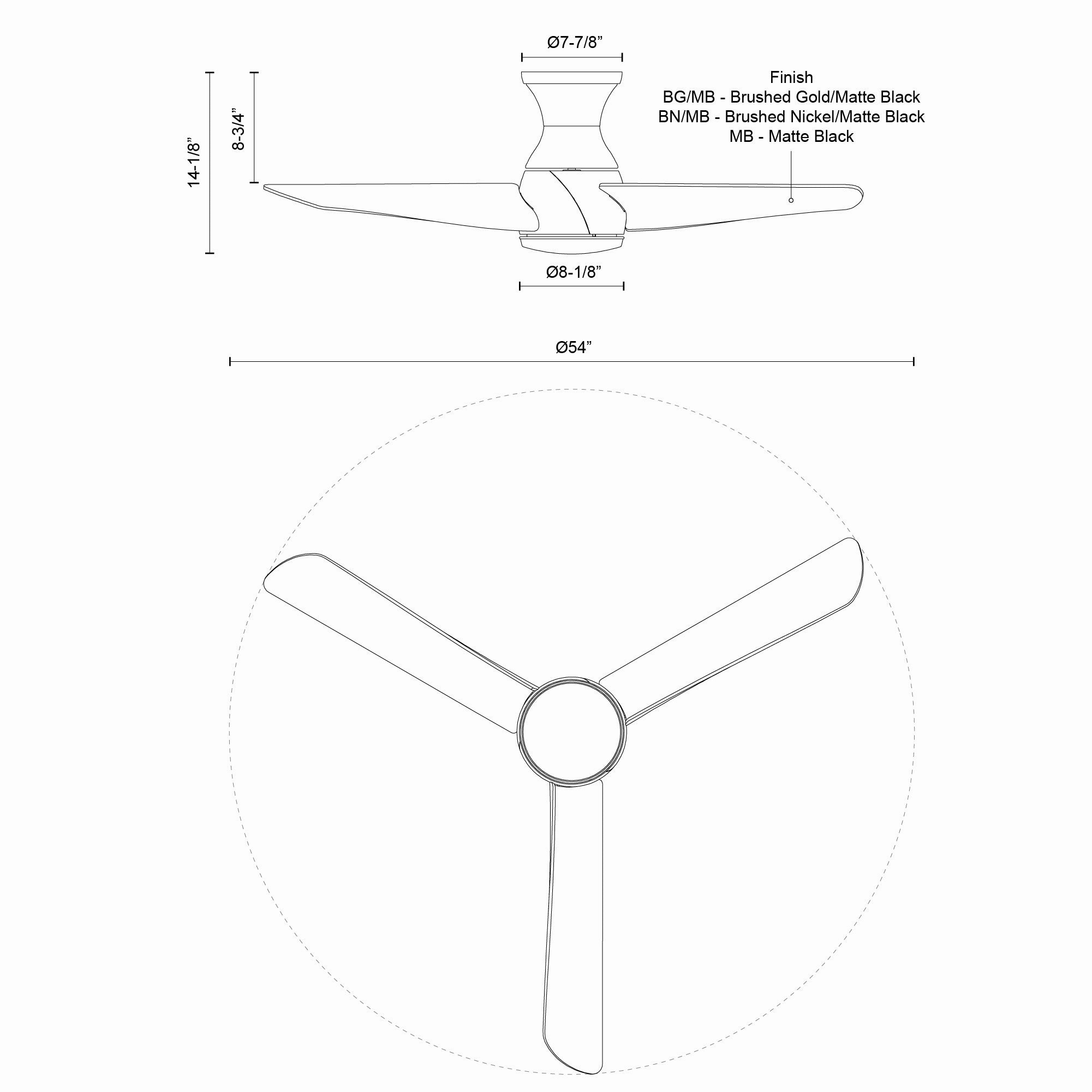 Thalia 54"Hugger Fan Matte Black