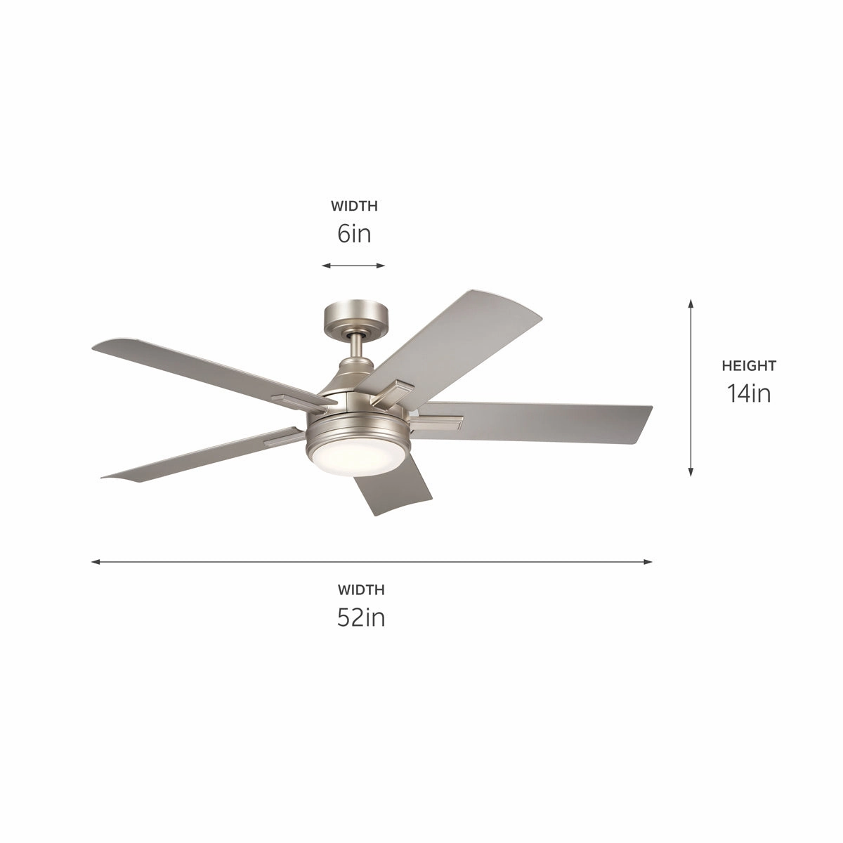 Tide 52"Ceiling Fan Brushed Nickel