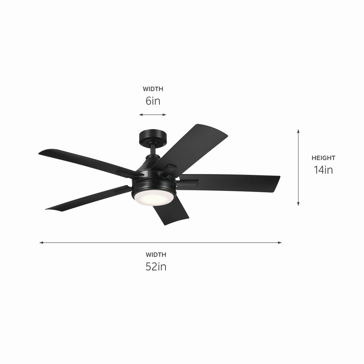 Tide 52"Ceiling Fan Satin Black