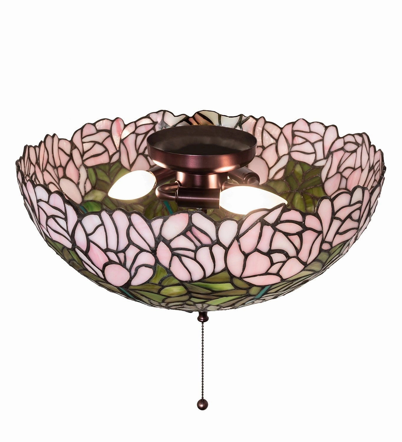 Tiffany Cabbage Rose Three Light Fan Light Fixture