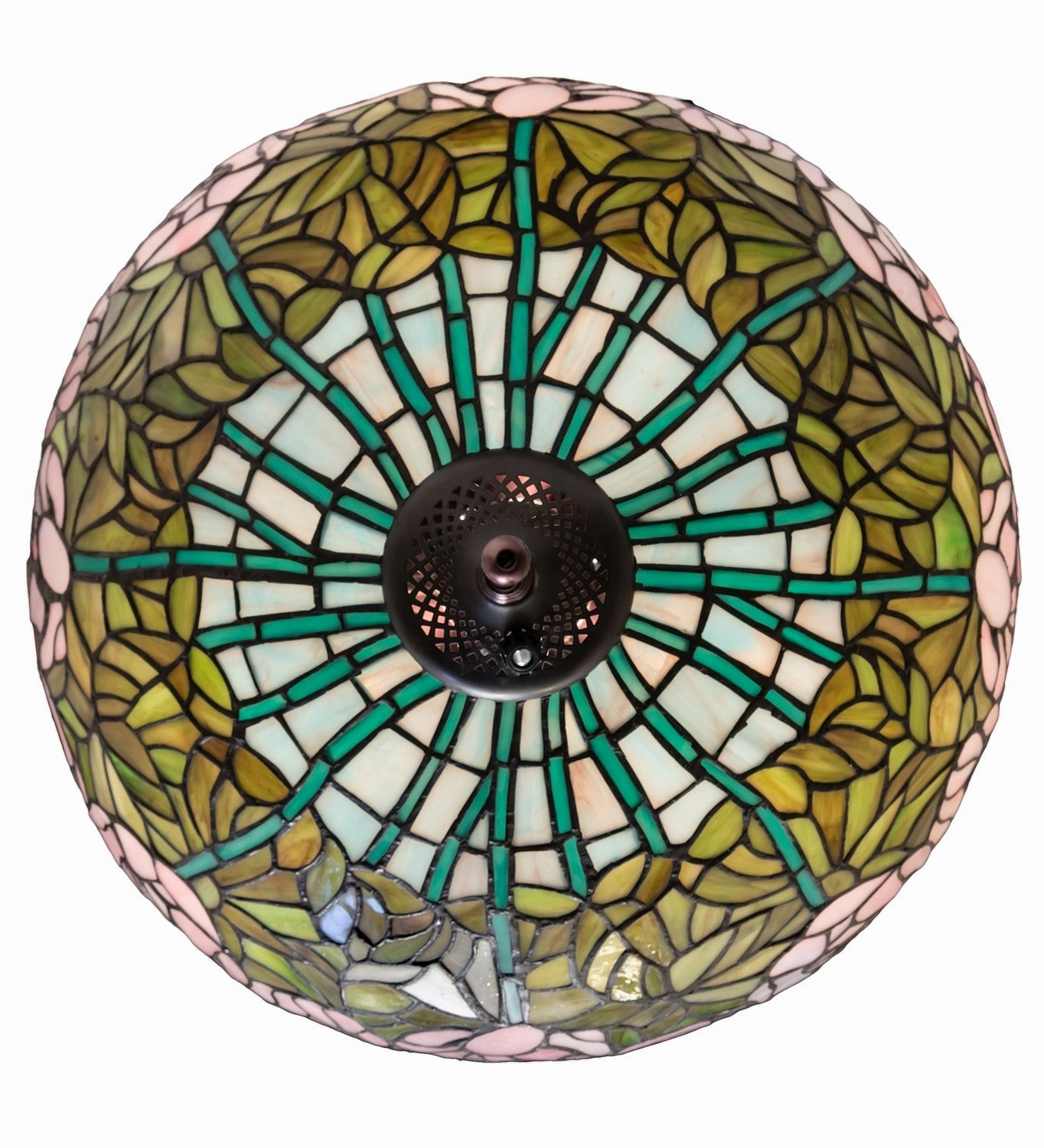 Tiffany Cabbage Rose Three Light Fan Light Fixture