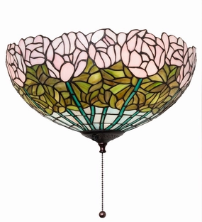 Tiffany Cabbage Rose Three Light Fan Light Fixture best small fans for home and travel