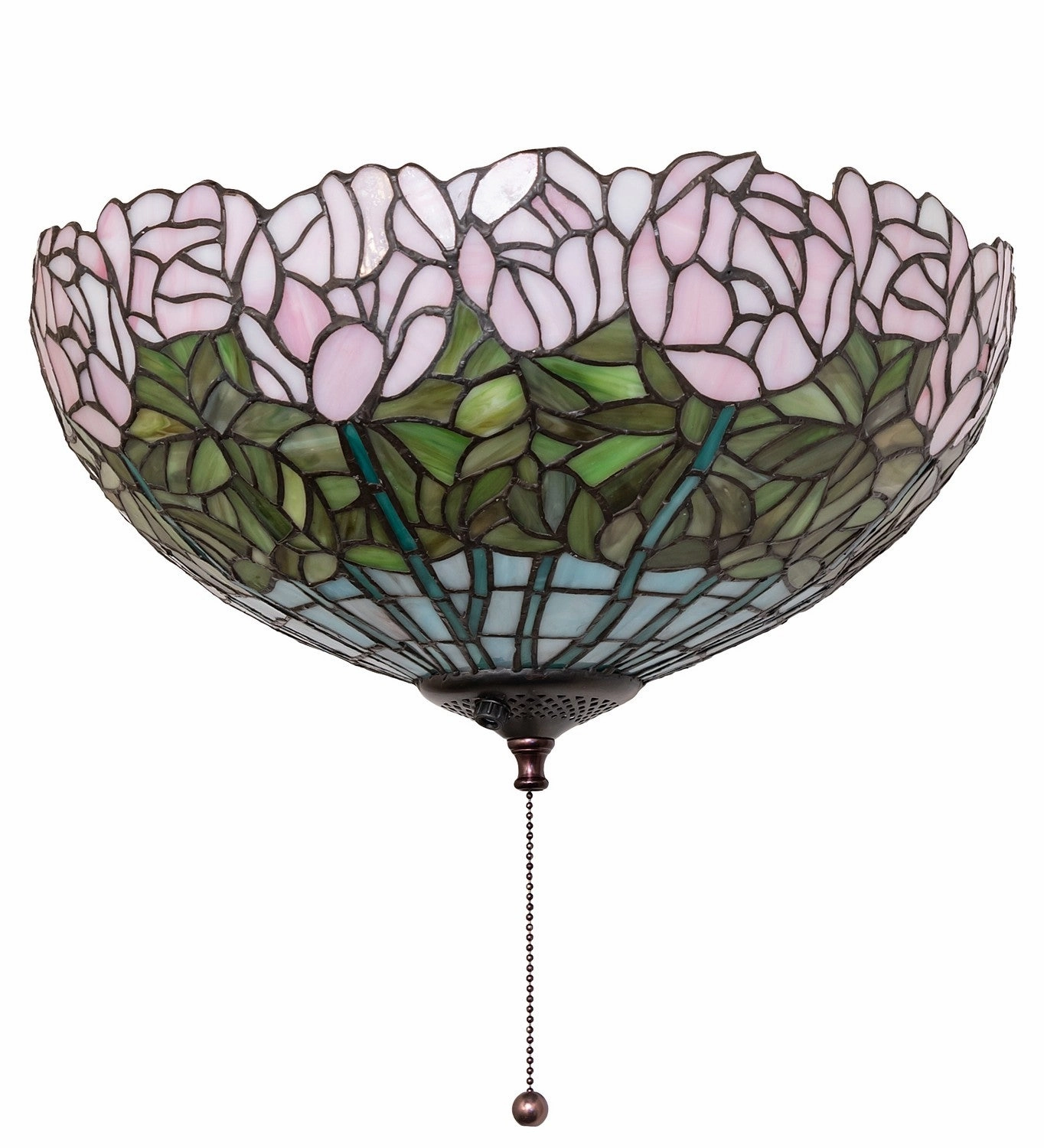 Tiffany Cabbage Rose Three Light Fan Light Fixture
