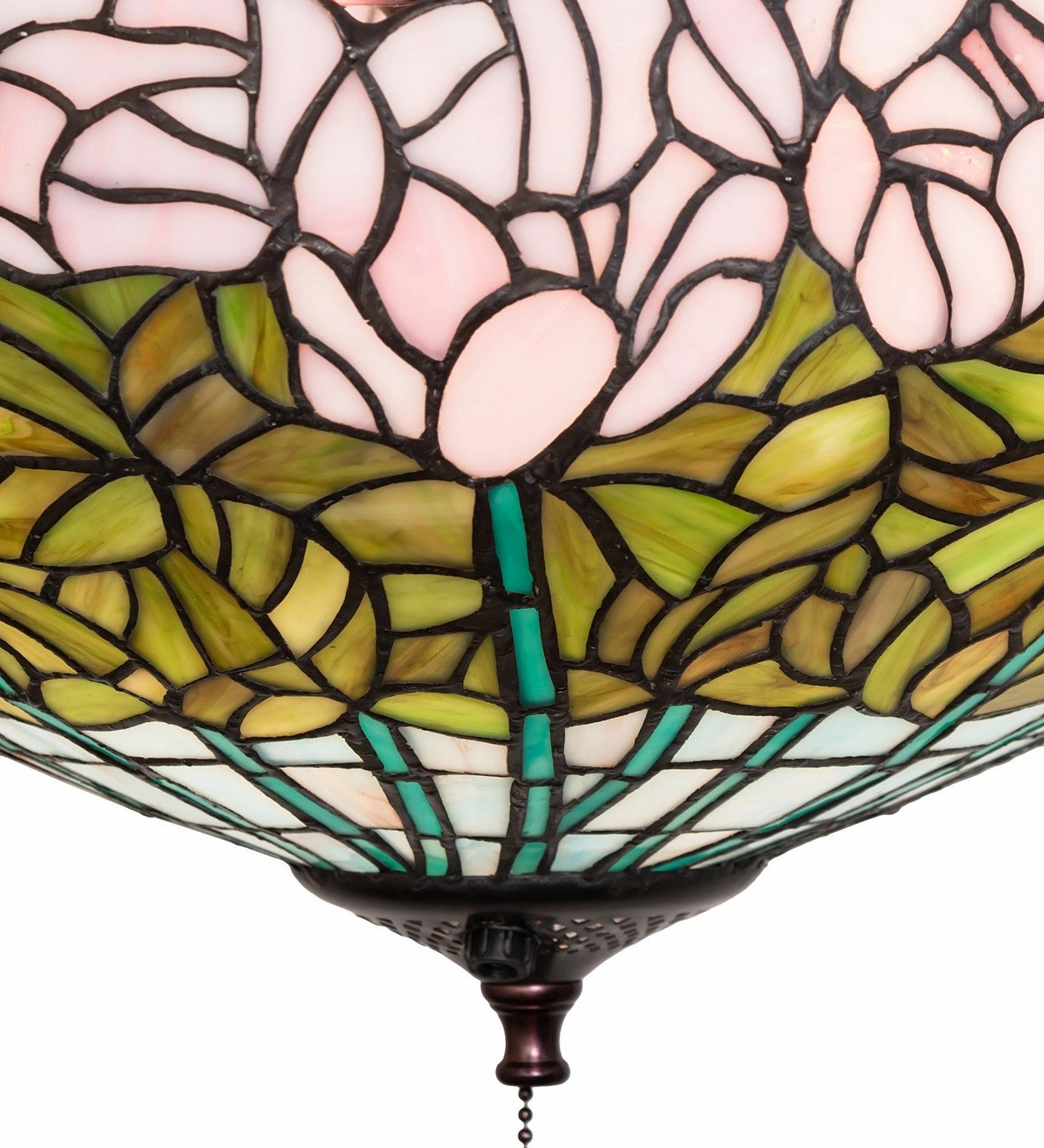 Tiffany Cabbage Rose Three Light Fan Light Fixture