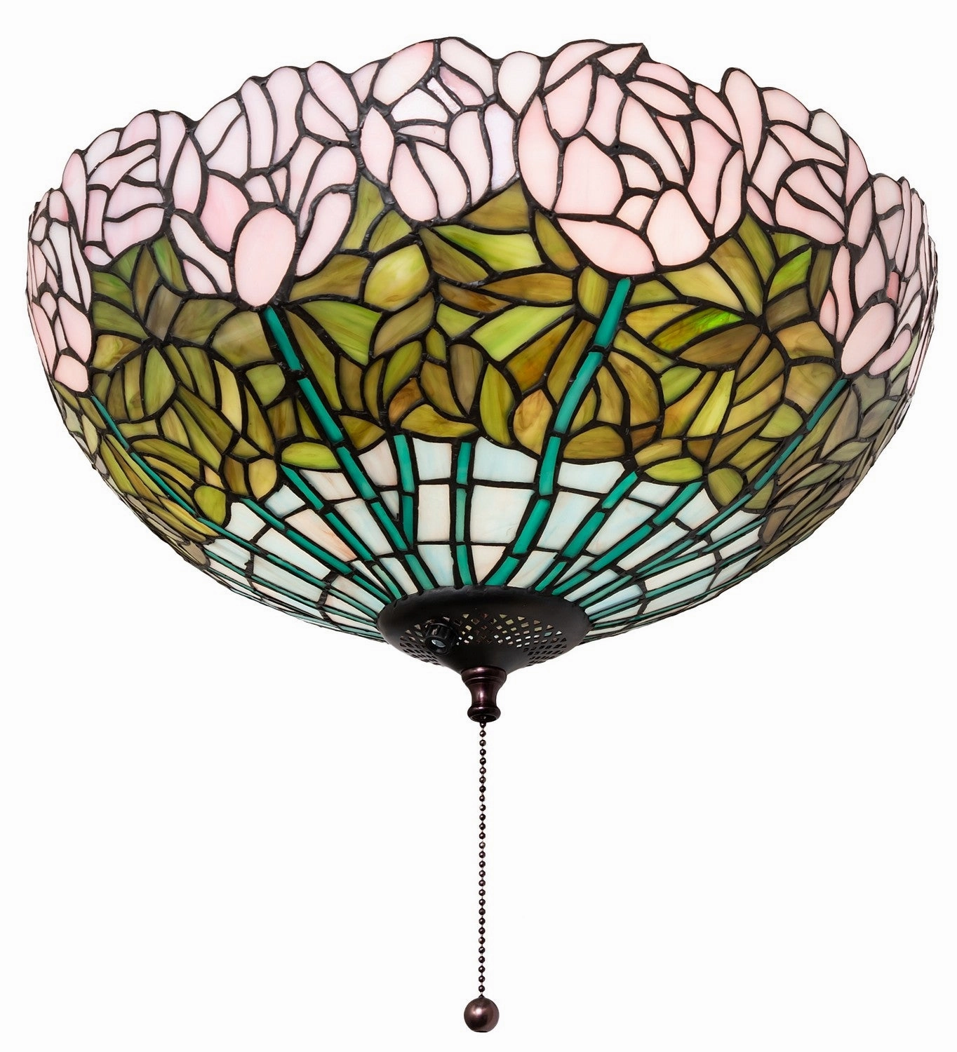 Tiffany Cabbage Rose Three Light Fan Light Fixture
