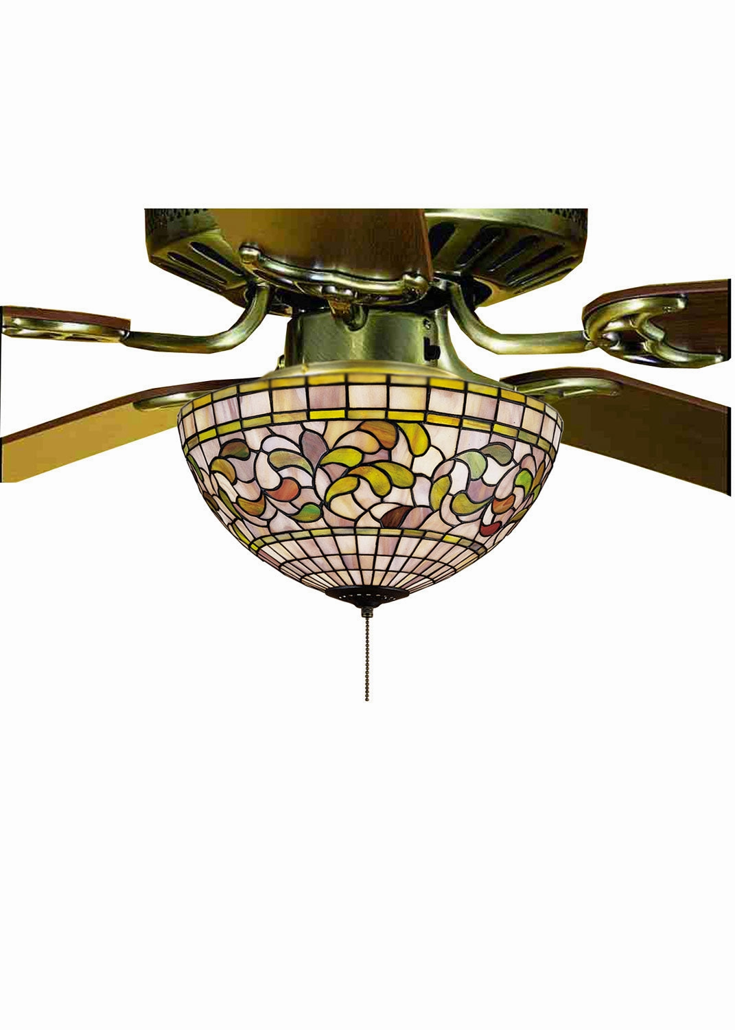 Tiffany Turning Leaf Three Light Fan Light Fixture indoor electric fans with remote control