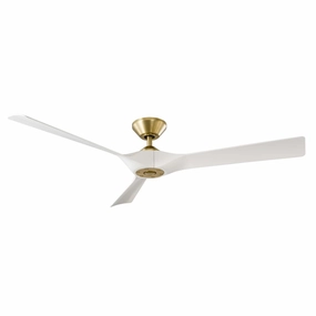 Torque 58"Ceiling Fan Soft Brass/Matte White compact medium fans for desks and counters