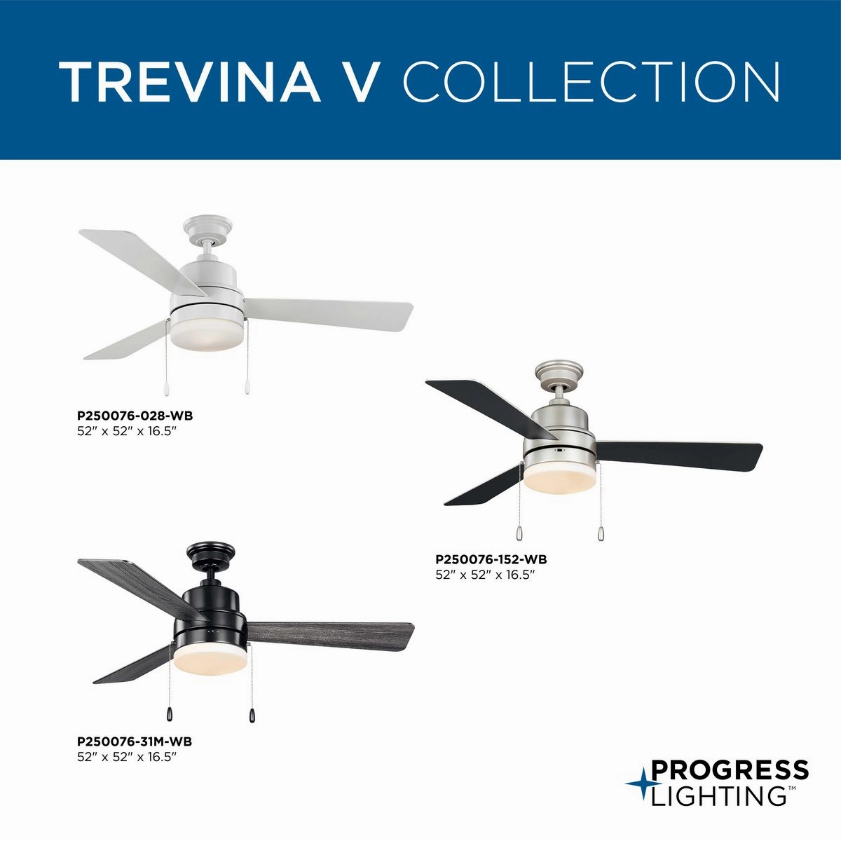 Trevina V 52"Ceiling Fan Painted Nickel