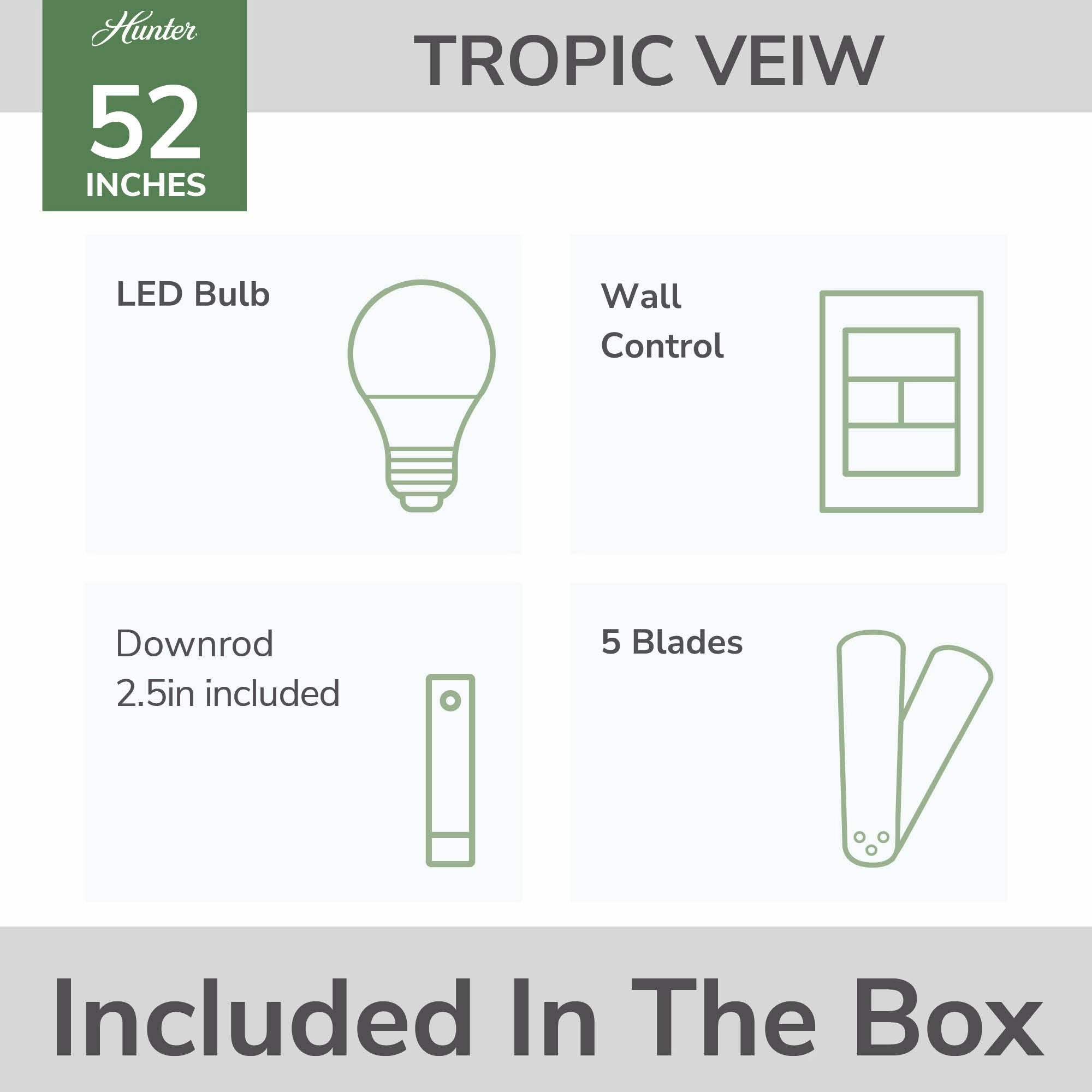 Tropic View 52"Ceiling Fan Matte Black