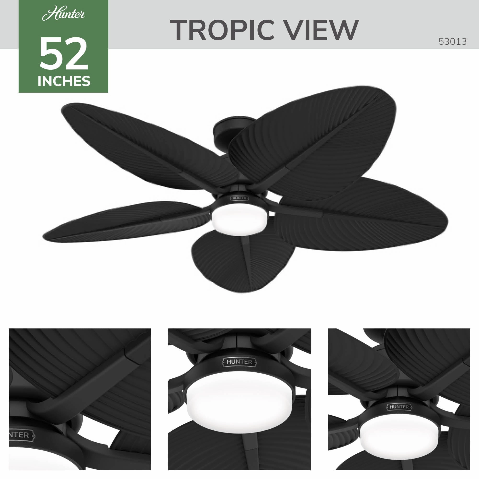 Tropic View 52"Ceiling Fan Matte Black