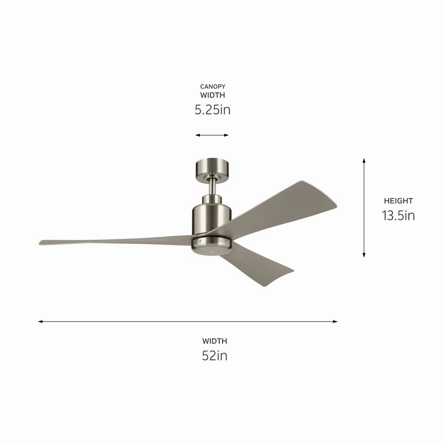 TRUE 52"Ceiling Fan Brushed Stainless Steel