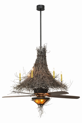Twigs Nine Light Chandel-Air indoor electric fans with remote control