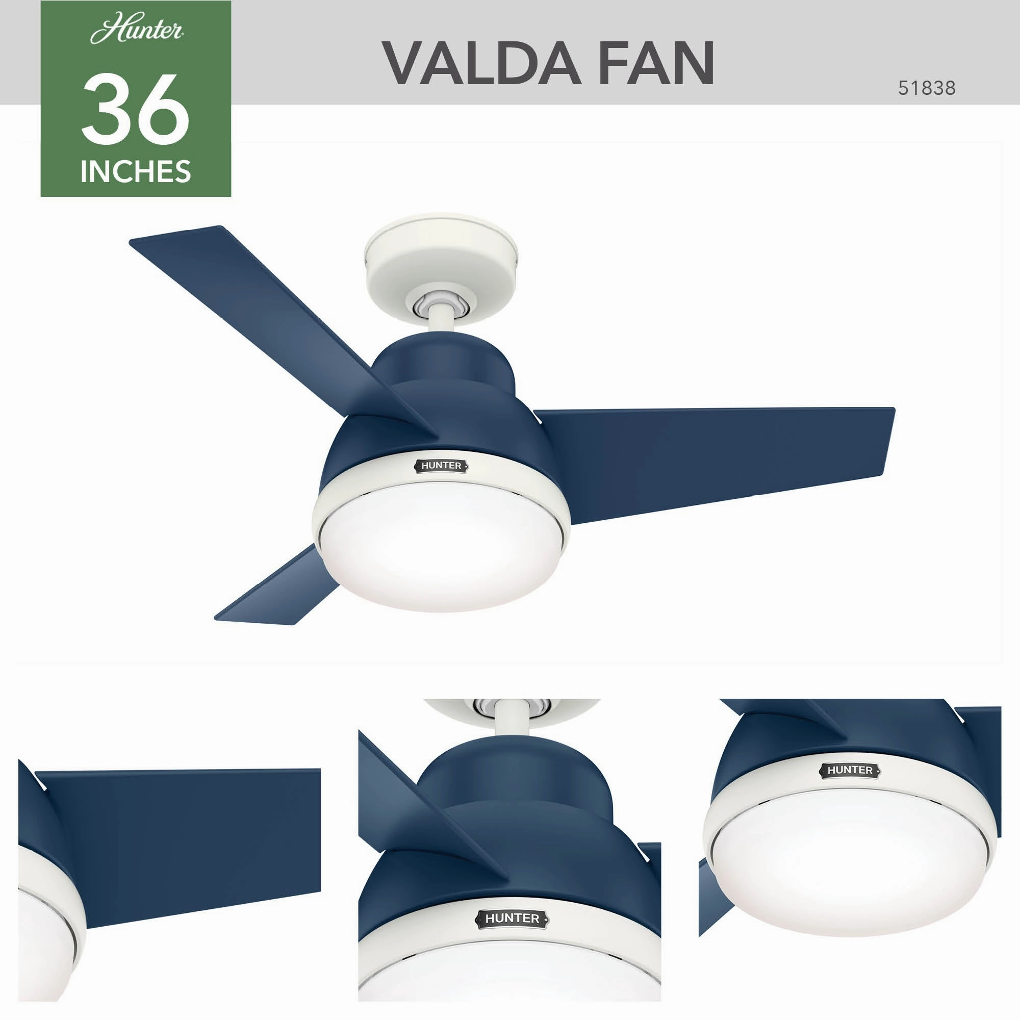 Valda 36"Ceiling Fan Indigo Blue