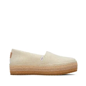 Valencia Metallic Linen Platform Espadrille