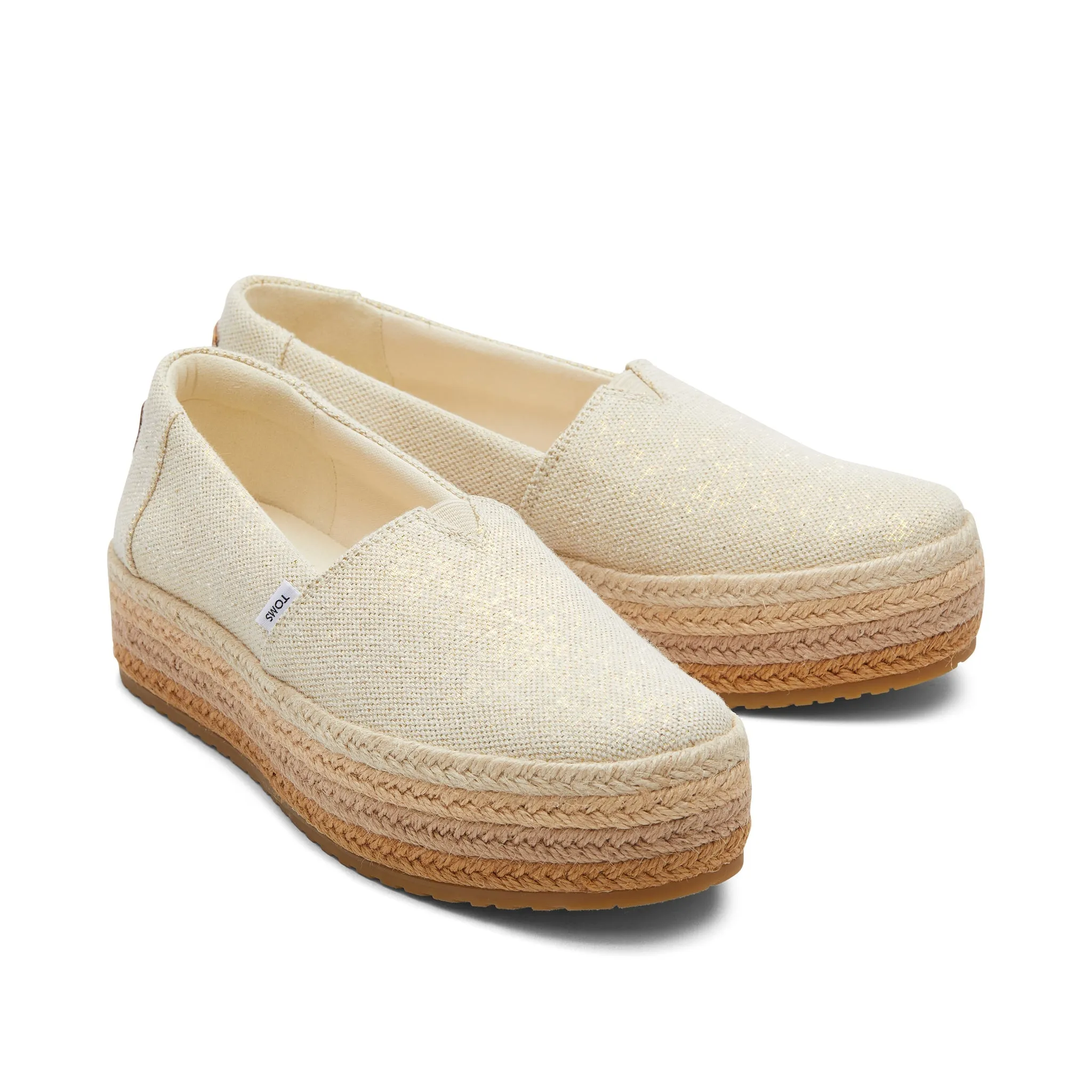 Valencia Metallic Linen Platform Espadrille