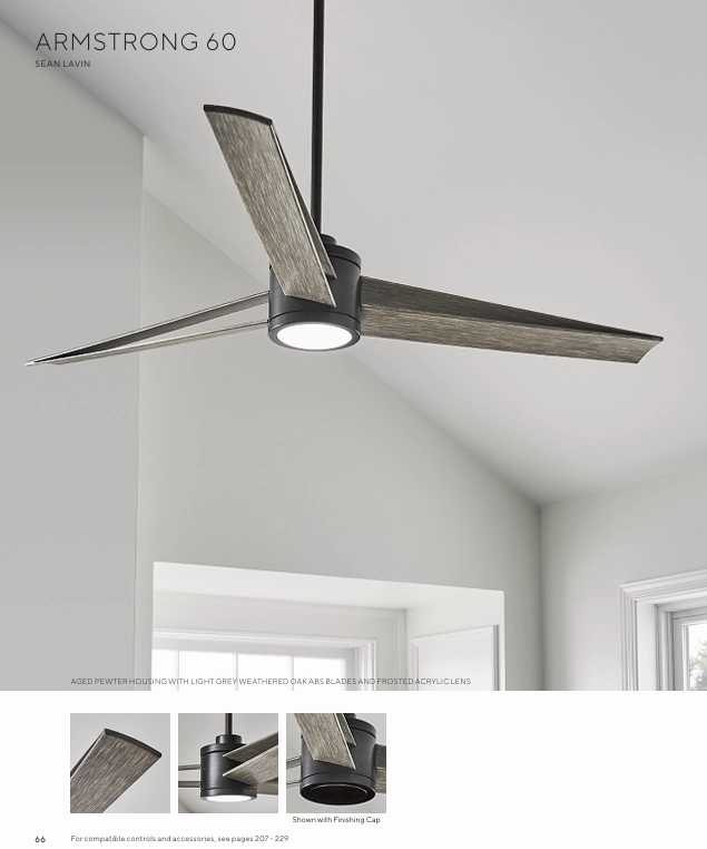 Visual Comfort Armstrong 60" Indoor/Outdoor DC Ceiling Fan with 15W LED Light and Remote