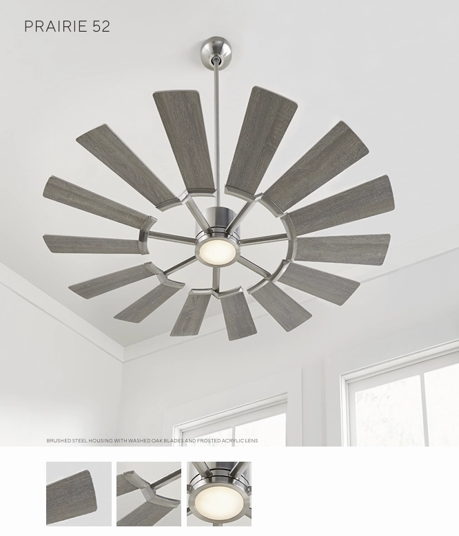 Visual Comfort Prairie Indoor/Outdoor DC Ceiling Fan with 15W LED and Remote