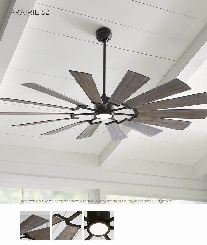 Visual Comfort Prairie Indoor/Outdoor DC Ceiling Fan with 15W LED and Remote