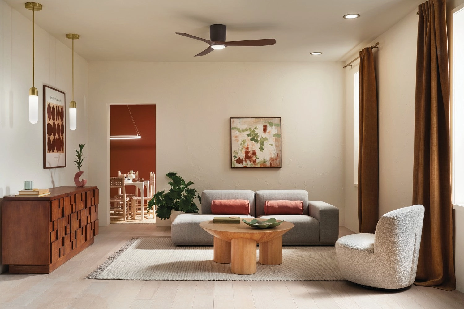 Volos 54"Ceiling Fan Satin Natural Bronze