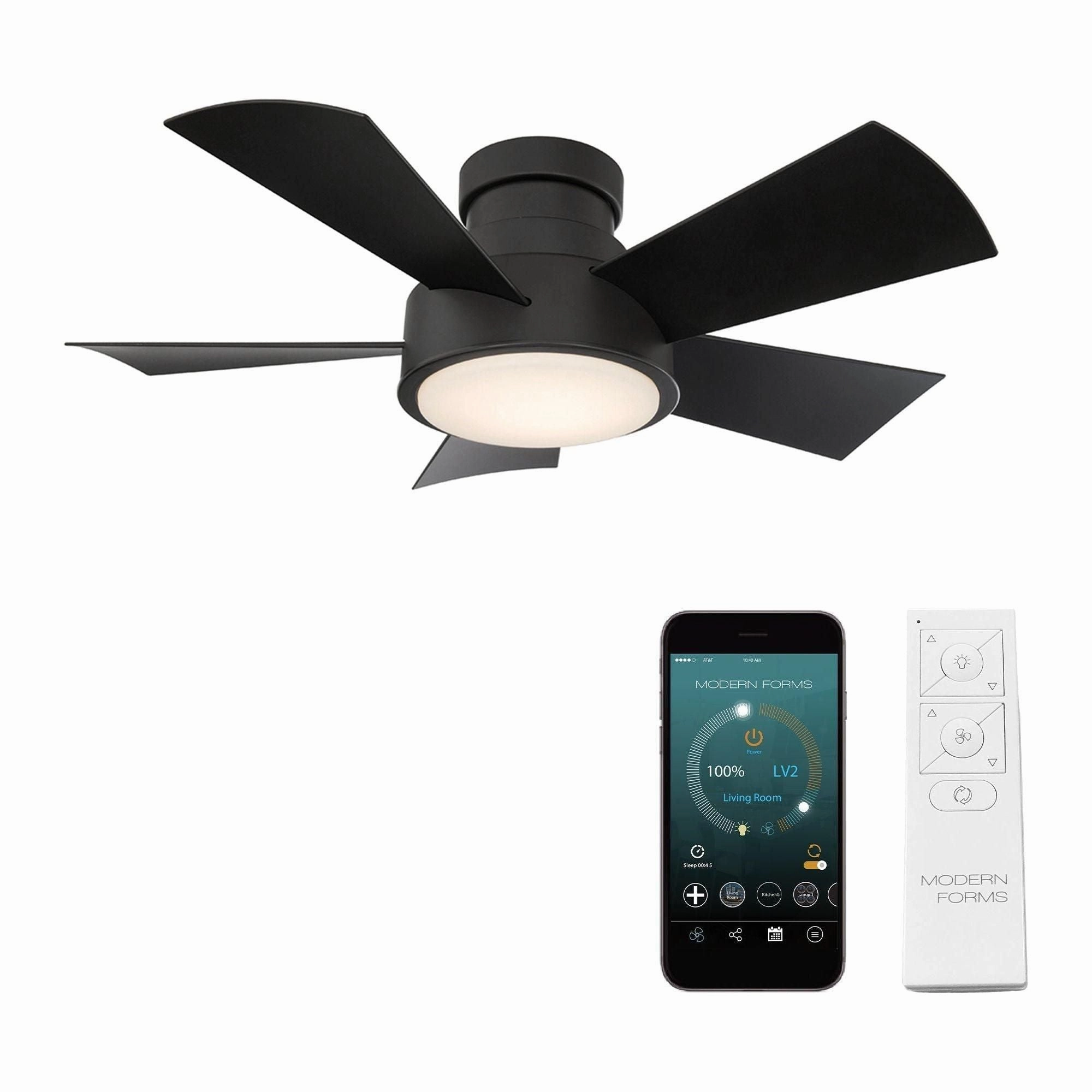 Vox Indoor/Outdoor 5-Blade 38" Smart Flush Mount Ceiling Fan with LED Light Kit and Remote Control