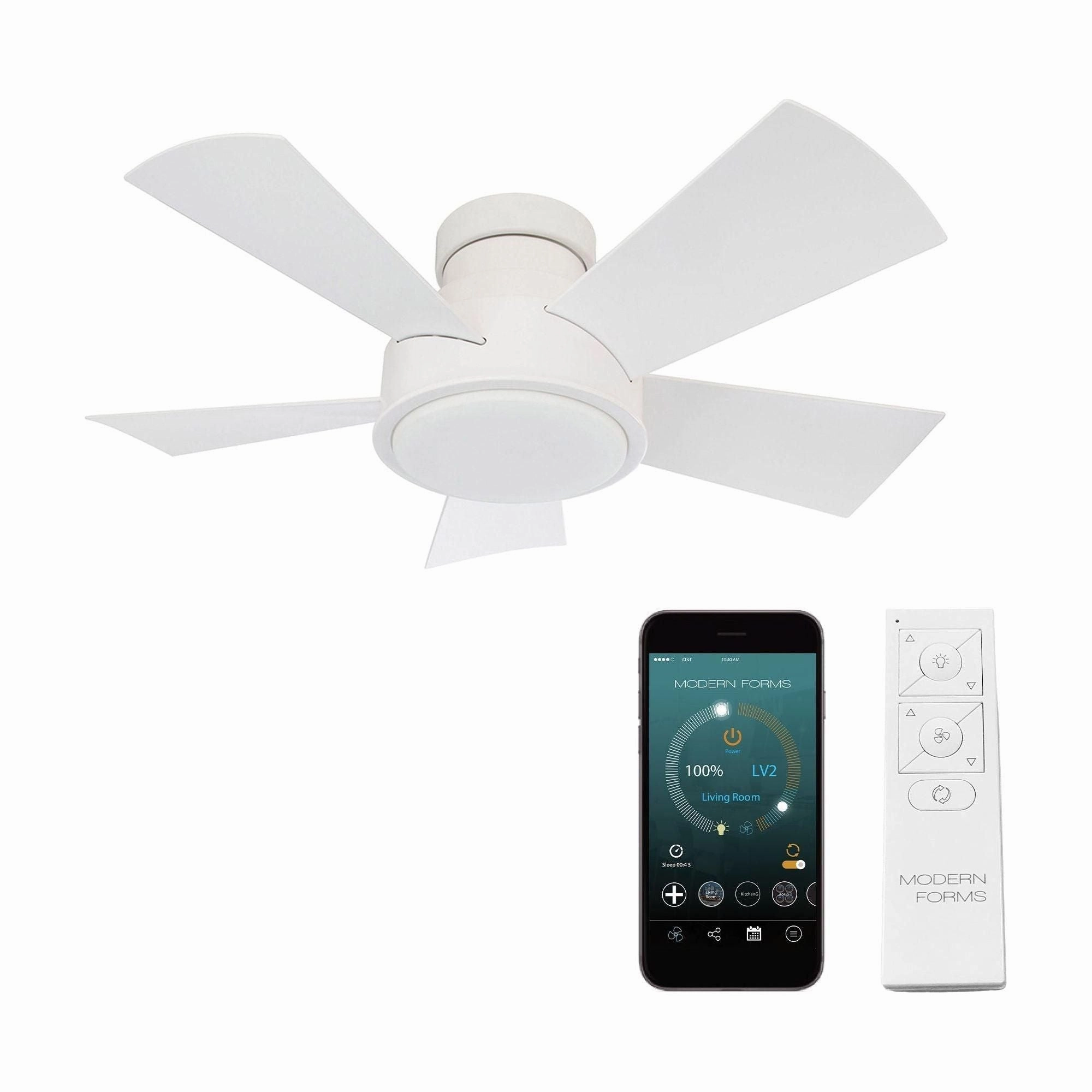 Vox Indoor/Outdoor 5-Blade 38" Smart Flush Mount Ceiling Fan with LED Light Kit and Remote Control