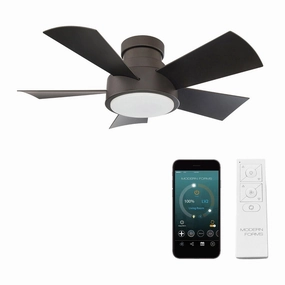 Vox Indoor/Outdoor 5-Blade 38" Smart Flush Mount Ceiling Fan with LED Light Kit and Remote Control quiet ceiling fans with remote control