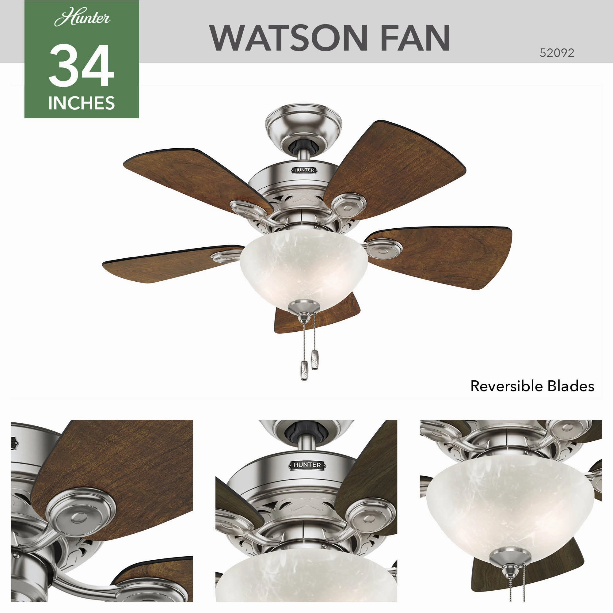 Watson 34"Ceiling Fan Brushed Nickel