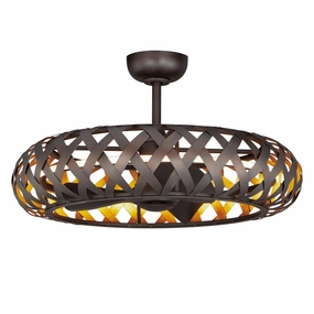 Weave LED Fandelight Bronze Gilt / Gold quiet small fans for desk or nightstand