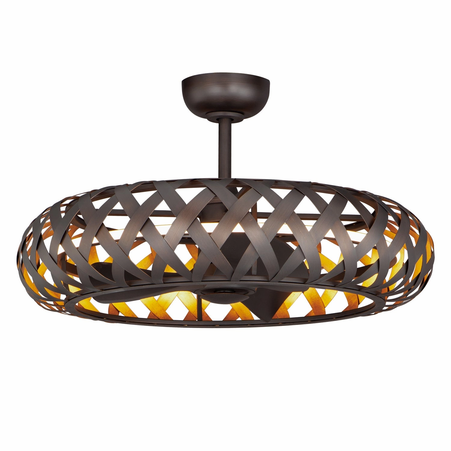 Weave LED Fandelight Bronze Gilt / Gold quiet small fans for desk or nightstand