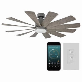 Windflower Indoor/Outdoor 12-Blade 60" Smart Ceiling Fan with LED Light Kit quiet ceiling fans with remote control