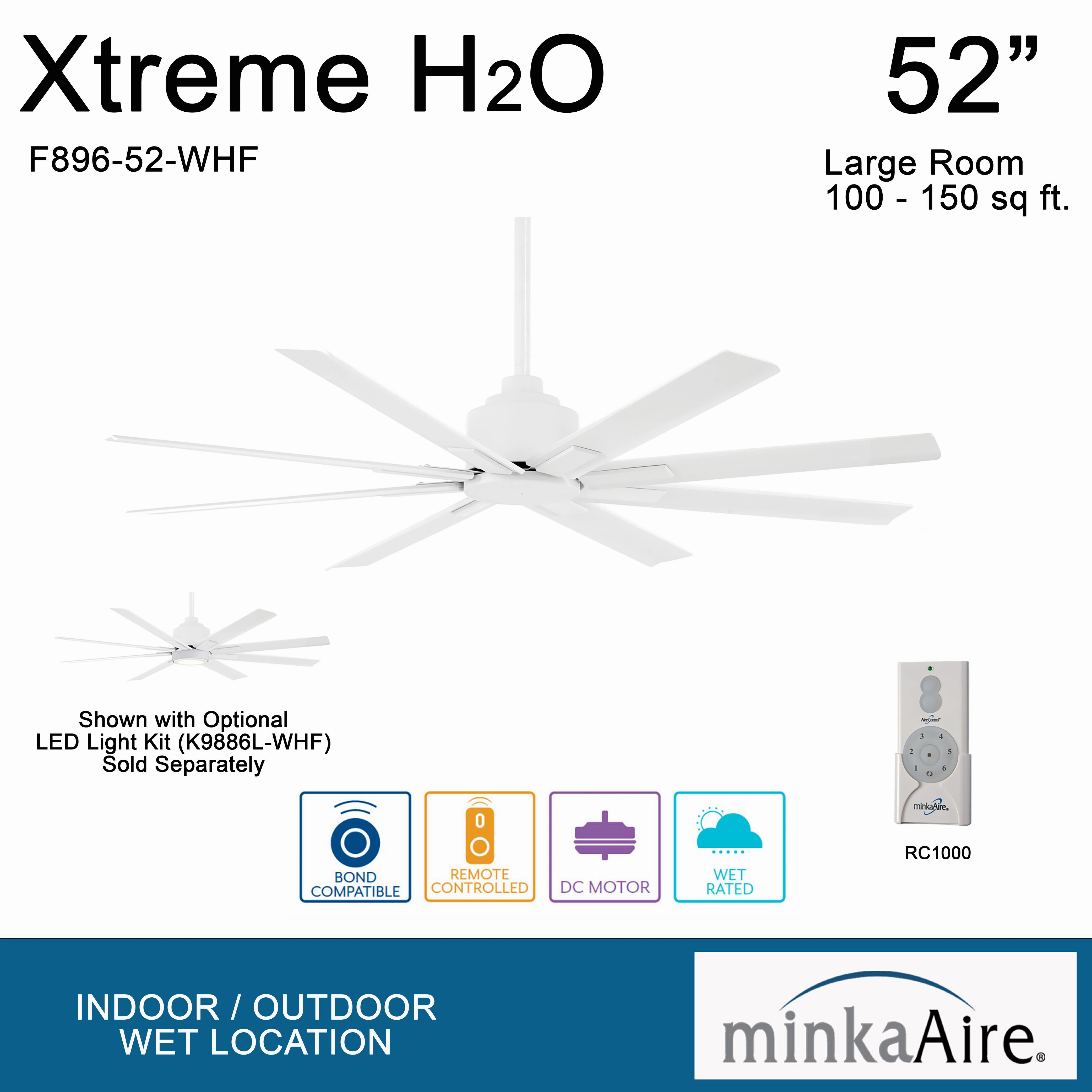 Xtreme H20 52" 52" Ceiling Fan Flat White