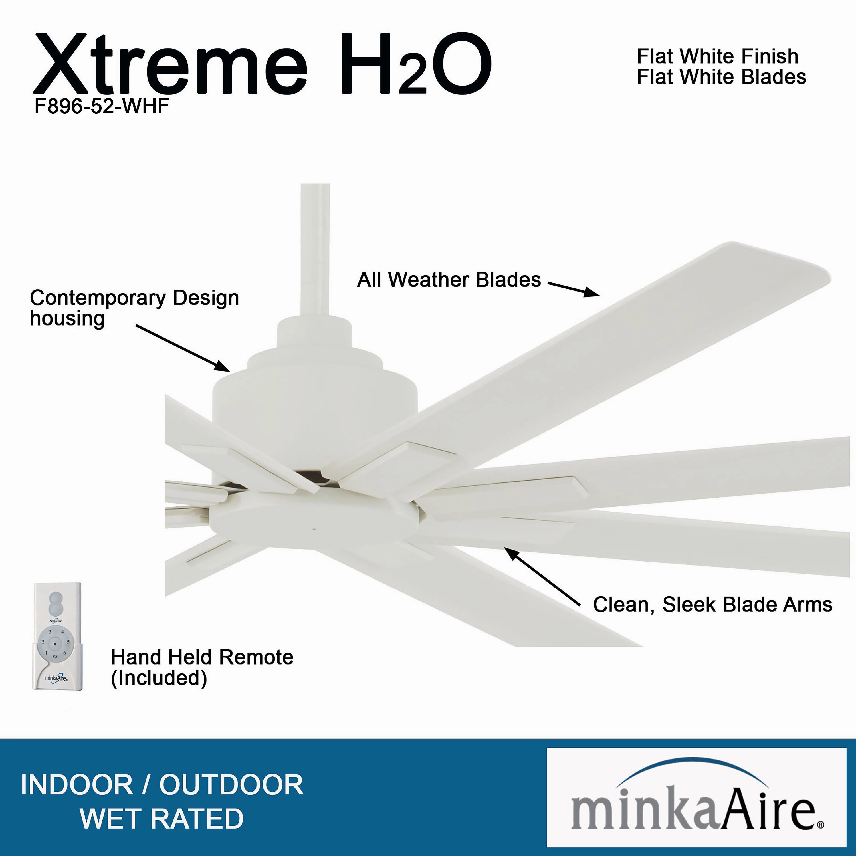 Xtreme H20 52" 52" Ceiling Fan Flat White