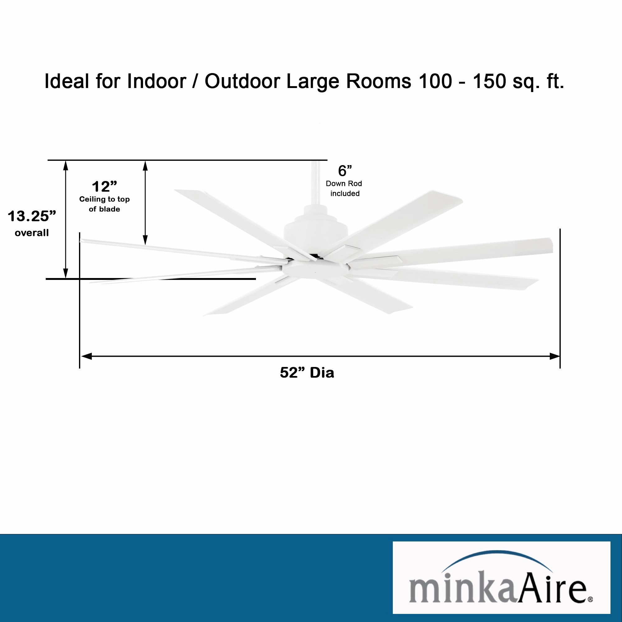 Xtreme H20 52" 52" Ceiling Fan Flat White