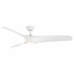 Zephyr 62"Ceiling Fan Matte White energy-efficient medium fans with remote